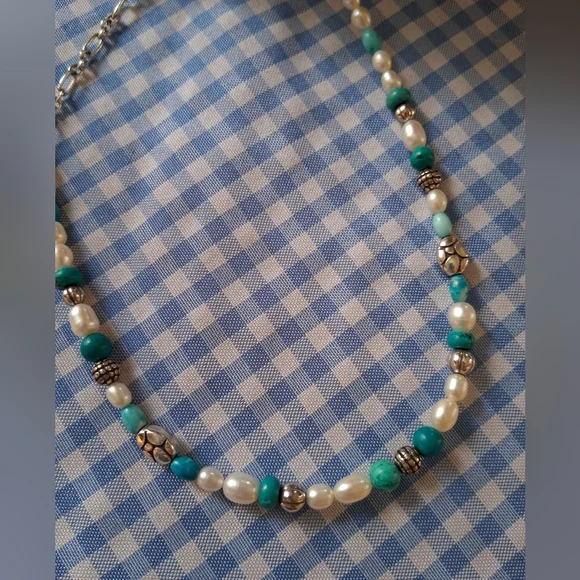 BRIGHTON TURQUOISE AND PEARL NECKLACE - Picture 1 of 4